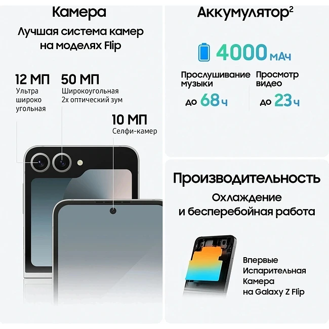 Смартфон Samsung Galaxy Z Flip6 12GB/512GB Silver Shadow (SM-F741BZSHCAU)