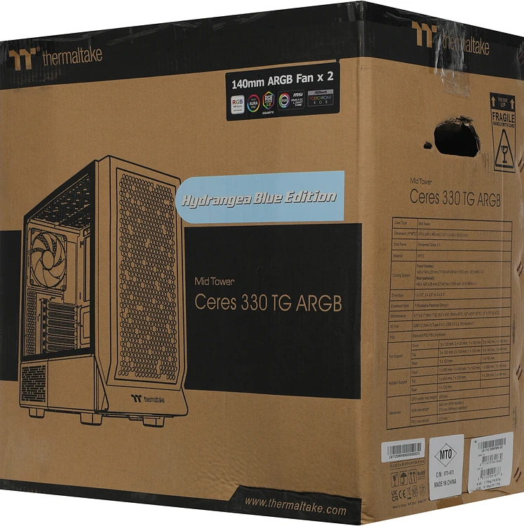 Корпус Thermaltake Ceres 330 TG ARGB Hydrangea Blue E-ATX без БП (CA-1Y2-00MFWN-00)