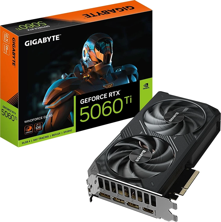 Видеокарта GigaByte GeForce RTX 5060 Ti Windforce OC 8G GDDR7 (GV-N506TWF2OC-8GD)