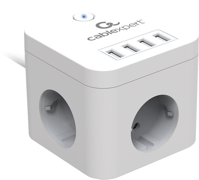 Сетевой фильтр Cablexpert CUBE-3-U4-W-1.5