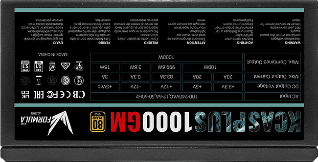Блок питания Formula V Line ATX 1000W AC KCAS Plus 1000GM V2 (ACPG-KPK0FEC.12)