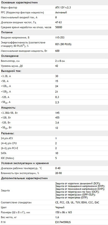 Блок питания ExeGate ServerPRO-600ADS 600W (EX174459RUS)