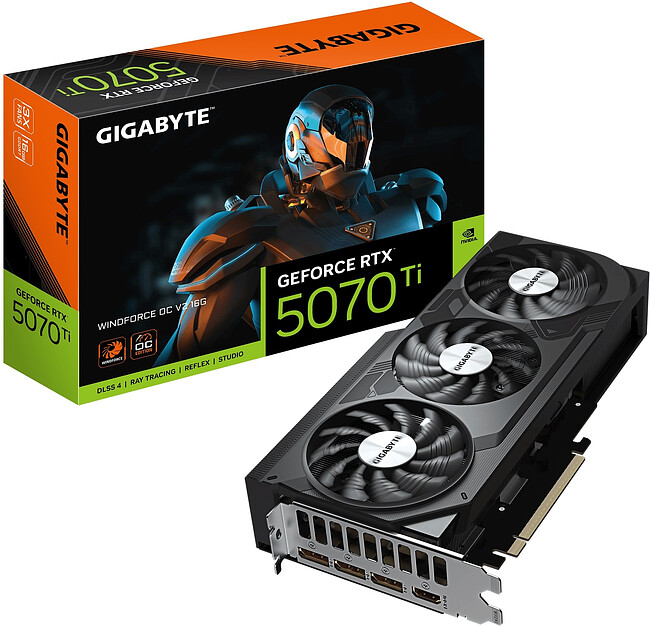 Видеокарта GigaByte GeForce RTX 5070 Ti Windforce OC V2 16G (GV-N507TWF3OCV2-16GD)