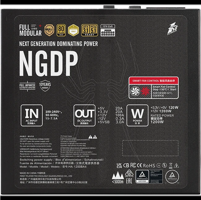 Блок питания 1stPlayer HA-1200BA4 1200W черный (NGDP-GLD-1200-BK-EU)