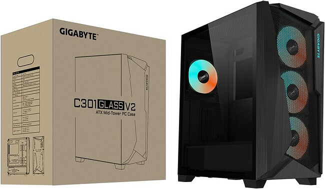 Корпус Gigabyte C301G Glass V2 без БП черный (GB-C301G)