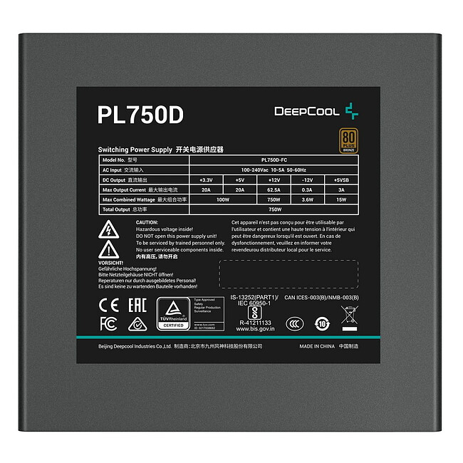 Блок питания Deepcool GAMERSTORM PL750D 750W (R-PL750D-FC0B-WDEU-V2)