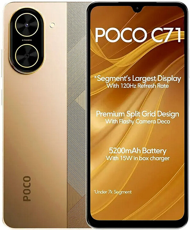 Смартфон Poco C71 4GB/128GB золотой (MZB0K2PRU) Смартфон Poco C71 4GB/128GB золотой (MZB0K2PRU)