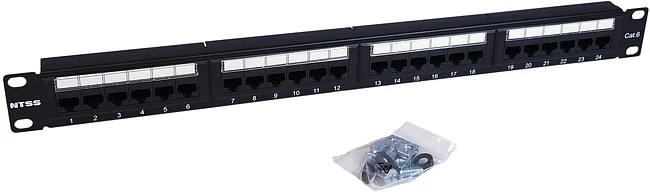 Патч-панель NTSS NTSS-PP-1U-24-UTP-RJ45-5E-D 19 1U