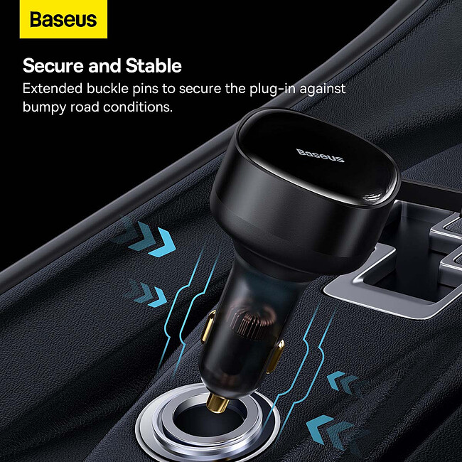 Автомобильное зарядное Baseus Enjoyment Retractable 2-in-1+C 33W Black (C00035500111-00)