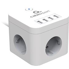 Сетевой фильтр Cablexpert CUBE-3-U4-W-1.5