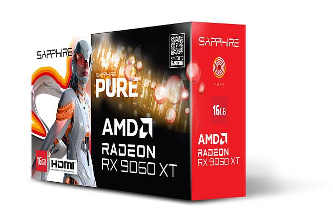 Видеокарта Sapphire Pure AMD Radeon RX 9060 XT Gaming OC 16GB GDDR6 (11350-02-20G)