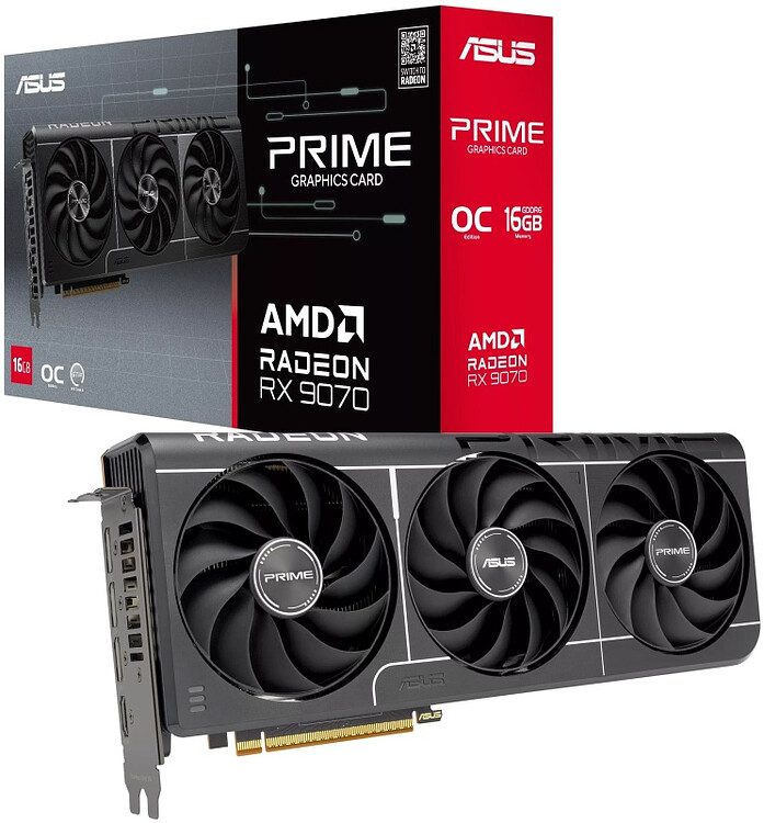 Видеокарта Asus Prime Radeon RX 9070 EVO OC Edition 16Gb GDDR6 (PRIME-RX9070-O16G-EVO) (90YV0MQ0-M0NA00)