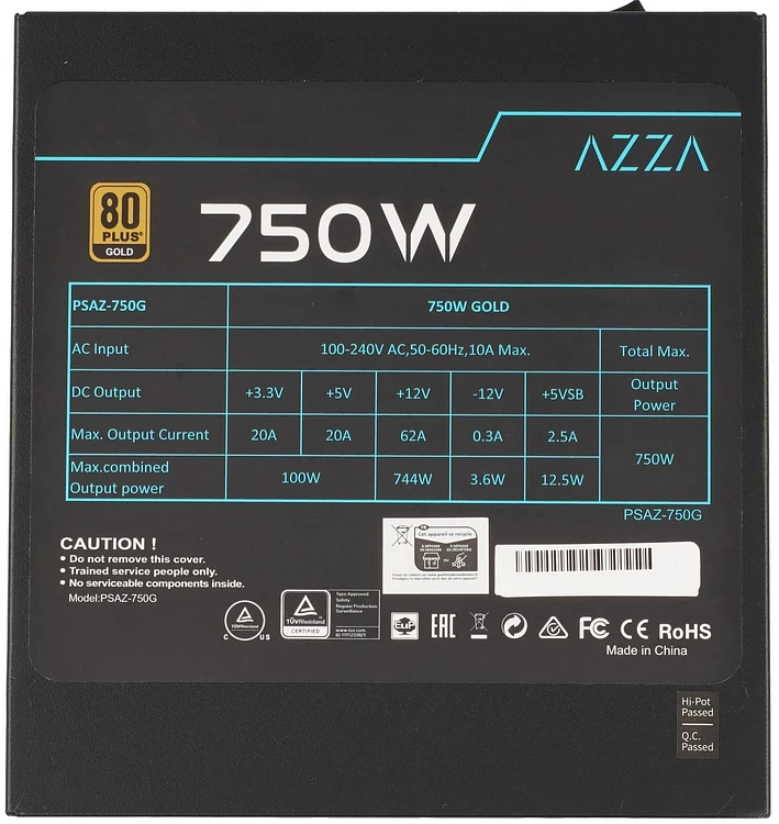 Блок питания Azza PSAZ-750G ATX 3.1 750W