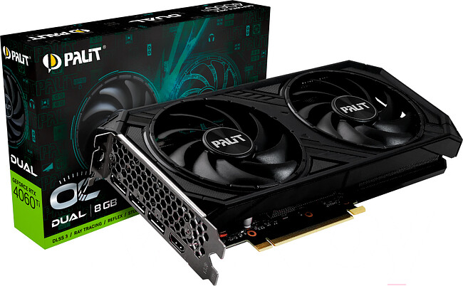 Видеокарта Palit GeForce RTX 4060 Ti Dual OC 8GB GDDR6 RTL (NE6406TT19P1-1060D)