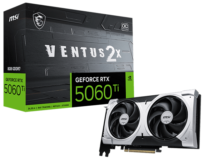 Видеокарта MSI GeForce RTX 5060 Ti Ventus 2X OC Plus 8GB GDDR7 (602-V536-07S)