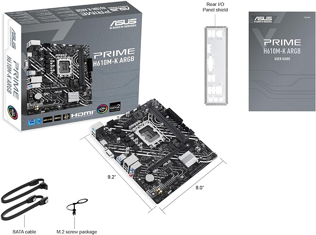 Материнская плата ASUS PRIME H610M-K ARGB