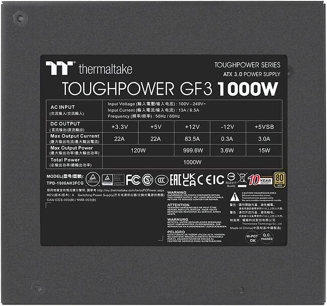 Блок питания Thermaltake Toughpower GF3 1000W Gold (PS-TPD-1000FNFAGE-4)