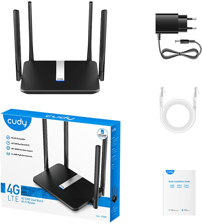 Роутер беспроводной Cudy AC1200 черный (LT500)