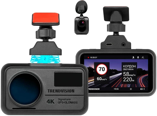 Автомобильный видеорегистратор TrendVision TDR-725 Real 4K 2CH черный