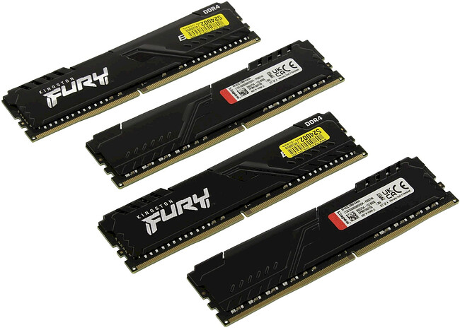 Оперативная память Kingston Fury Beast 4x16GB DDR4 PC4-25600 (KF432C16BB1K4/64)