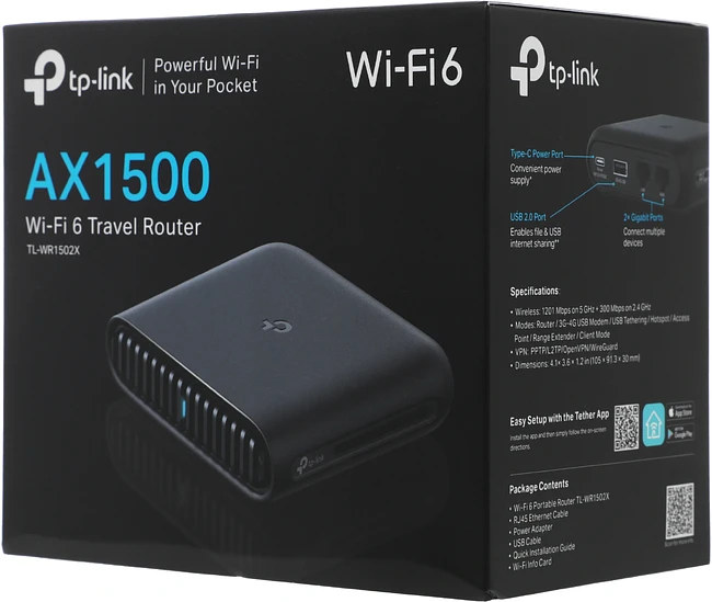 Роутер TP-Link TL-WR1502X черный