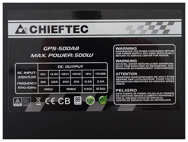 Блок питания Chieftec GPS-500A8