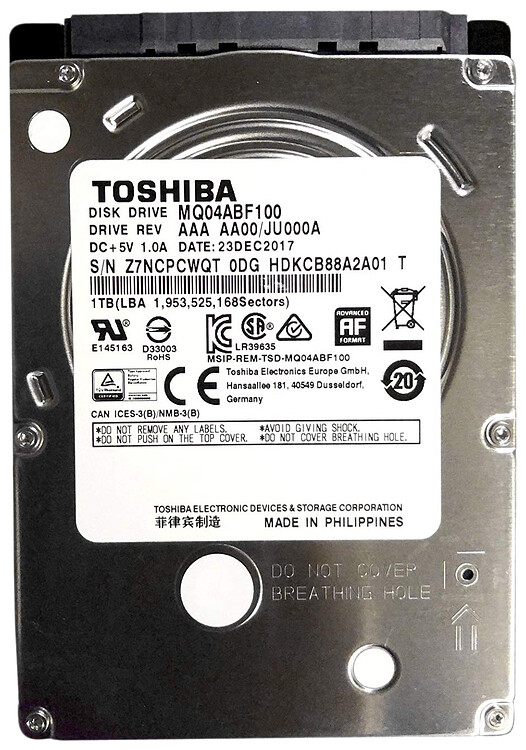 Жесткий диск Toshiba MQ 1TB (MQ04ABF100)