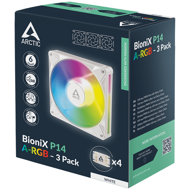 Вентилятор для корпуса Arctic BioniX P14 A-RGB 3 Pack White (ACFAN00342A)