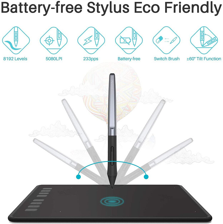 Графический планшет Huion Inspiroy черный (H950P)