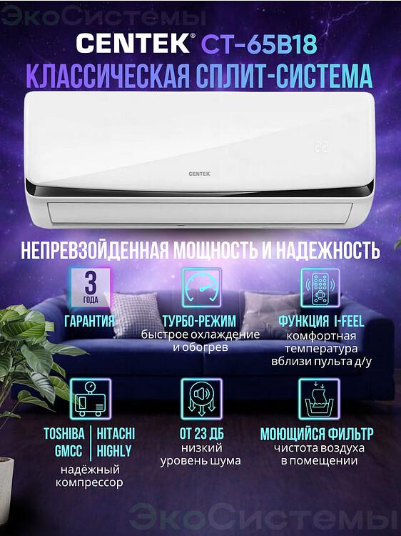 Сплит-система Centek CT-65B18 белый