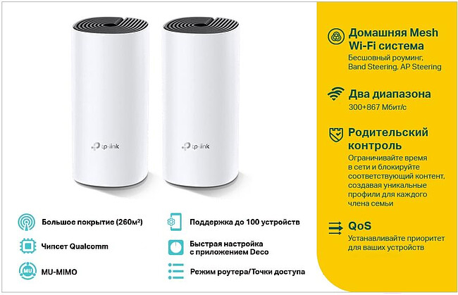 Wi-Fi роутер TP-Link Deco E4 (2 шт.)