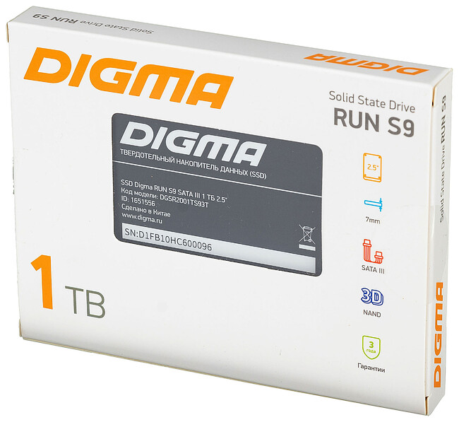 SSD диск Digma Run S9 1TB (DGSR2001TS93T)