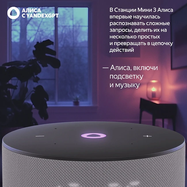 Умная колонка Яндекс Станция Мини 3 серый (YNDX-00027GRY)