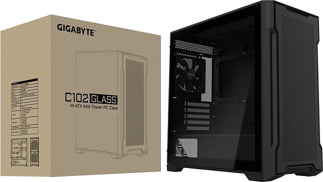 Корпус Gigabyte C102 Glass без БП черный (GB-C102G)